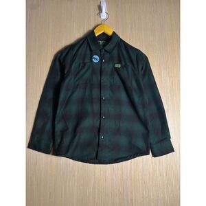 DIXON Green Plaid Flannel Button Up Long Sleeve Shirt Kids Medium Casual Shirt